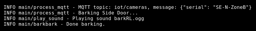 a console log output reporting the camera has activated
